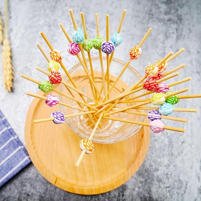 PuTwo Cocktail Picks Sicks for Sandwich Appetizer Decorative Drinks Picks-100ct, 4.7" in 100 Counts, Colors may vary