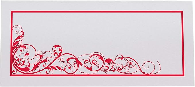 Scribble Vintage Swirl Printable Place Cards, Ruby Red (Choose Color), Set of 150 (25 Sheets), Laser & Inkjet Printers - Wedding, Party, Dinner, and Special Events