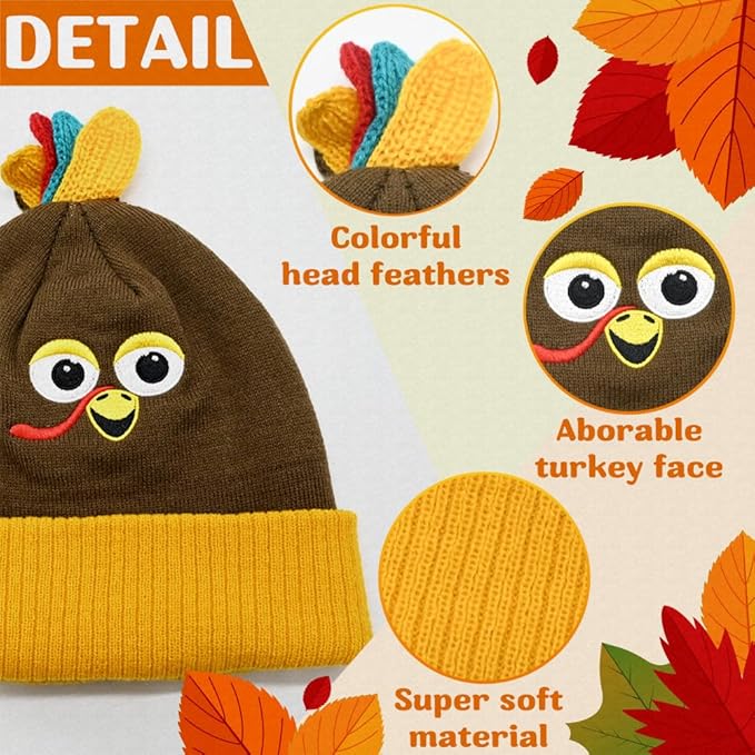 WODMAZ Thanksgiving Beanie Hat, Turkey Trots Hat for Adults Women Men Dress Up Party, Role Play and Thanksgiving Costume Accessories