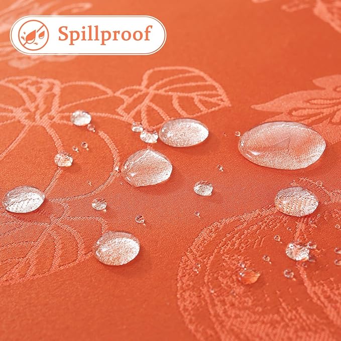 SASTYBALE Thanksgiving Tablecloths for Rectangle Tables, Jacquard Fall Table Cloth with Pumpkins and Vines, Stain Resistant Table Cover for Harvest, Dining, Party Decor (Rectangle, 60" x 84", Rust)