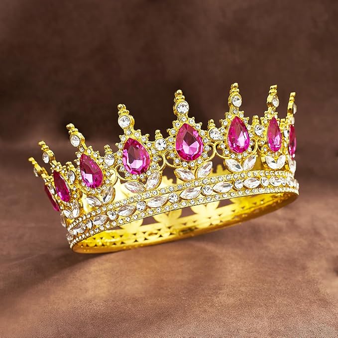 Queen Golden Rose Rhinestone Tiaras for Women - Costume Party Hair Accessories Princess Birthday Tiara Crystal Bridal Crown