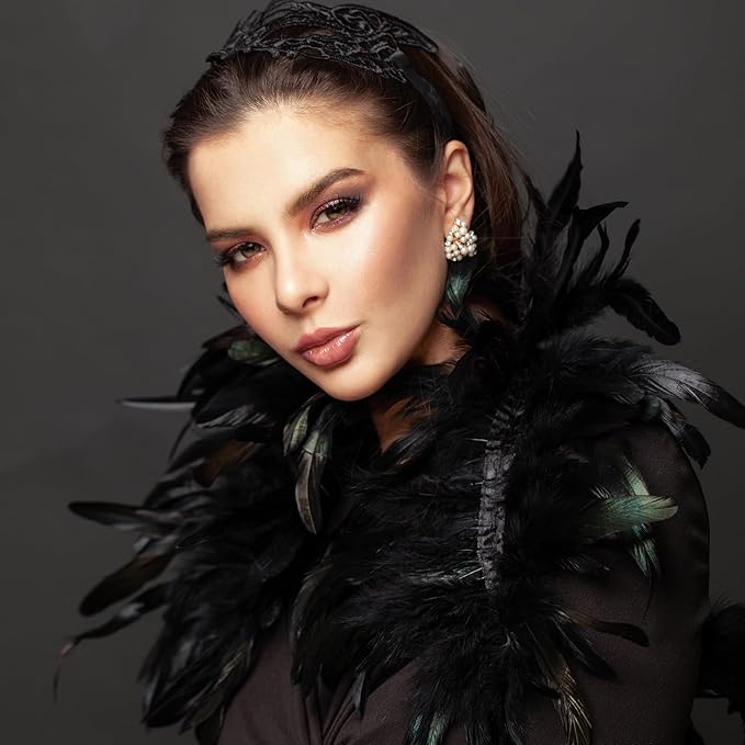 Gothic Natural Feather Shrug Feather Shawl Wrap Cape Victorian Collar for Halloween Cosplay Party Costume Accessories