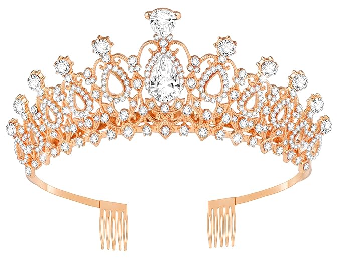 Tiara Crown for Women, Queen Tiara for Birthday Prom Bridal Party Custome Rose