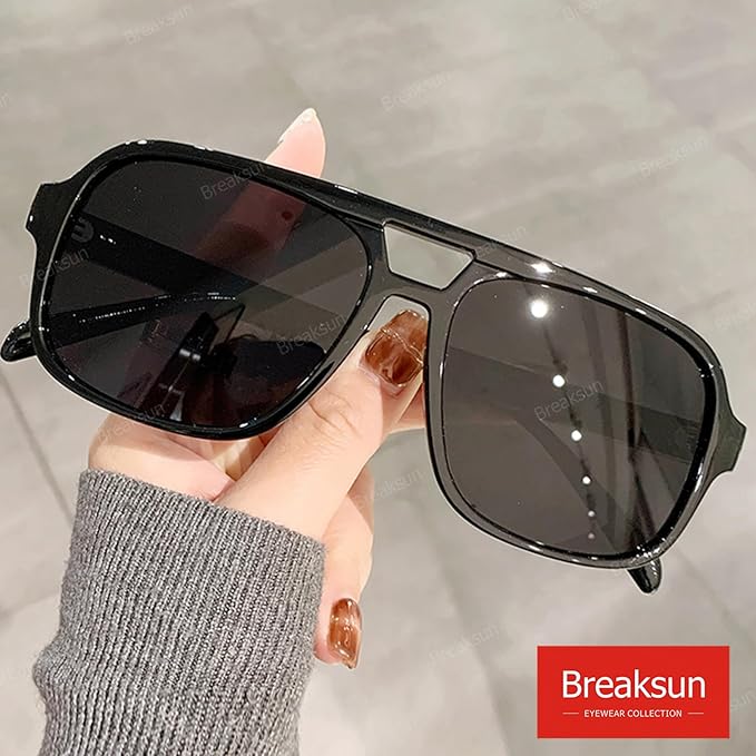 Retro Aviator Sunglasses for Women Men Trendy Classic 70s Square Green Aviator Sun Glasses Vintage Shades
