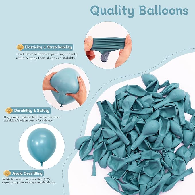Blue Balloons, 60 PCS Dusty Blue Balloons 12 Inch Latex Balloon for Birthday Party Decoration, Wedding, Baby Shower, Engagement, Bridal Shower and Balloon Garland