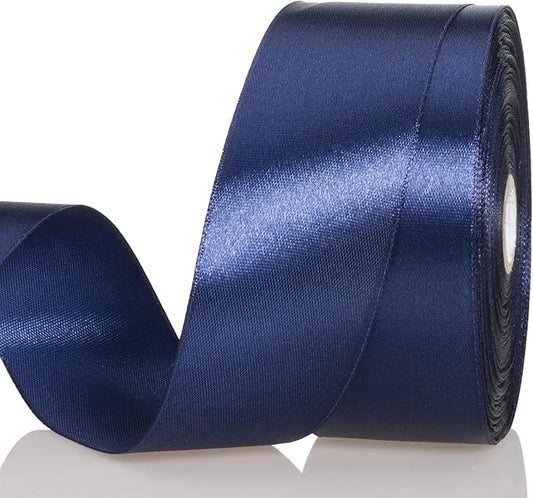 1 1/2 Inch Navy Solid Satin Ribbon, 50 Yards Craft Fabric Ribbon for Gift Wrapping Floral Bouquets Wedding Party Decoration