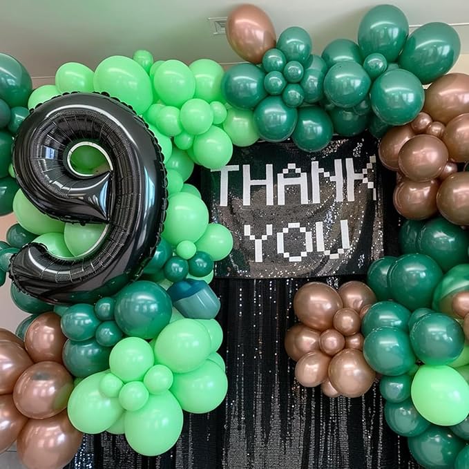 Green Brown Balloons, 50pcs Green Balloon, Dark Brown Light Lime Grassy Teal Blue Balloon for Boy Man Teen Jungle Forest Theme Game Birthday Party Baby Shower Wedding Decorations