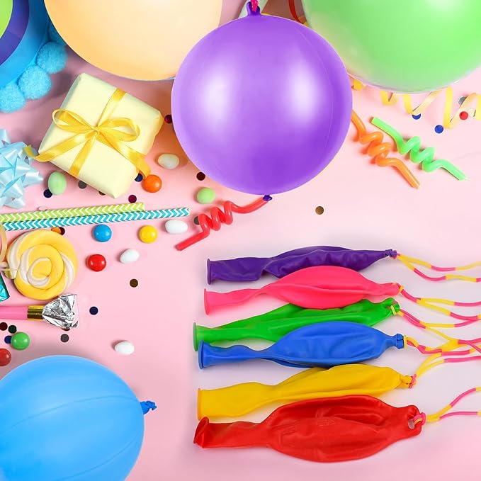 24 Pcs Purple Punch Balloons Bounce with Rubber Band Handle Punching Balloon Heavy Duty for Birthday party favors, Kids (Purple)