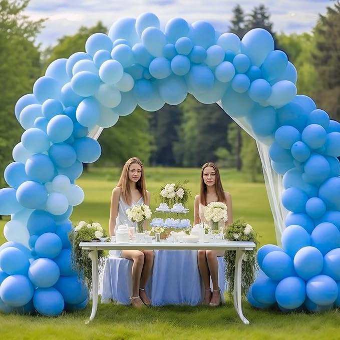 130PCS Light Blue Balloons, Latex Balloon Different Sizes 18/12/10/5 Inch, Helium Balloons with Ribbon, Party Balloon Set for Birthday Wedding Graduation Anniversary Baby Shower Decoration