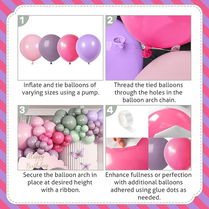 Fairy Theme Balloons Arch Pastel Pink Purple Green Balloons Garland Dusty Green Retro Hot Pink Latex Balloon for Girls Birthday Garden Wildflower Fairy Tea Party Baby Shower Woodland Decorations