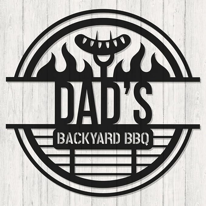 BBQ Grill Master Metal Sign - Custom Backyard Bar Name Decor - Outdoor Kitchen Hanging Accessories - Personalized Gift for Dad, Grandpa, Husband