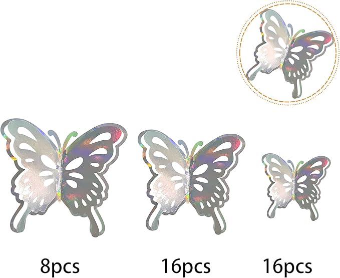 40 PCS Lively 3D Butterfly Cupcake Toppers Mixed Size Hollow Art Butterfly Cupcake Topper Baby Shower Wedding Anniversary Birthday Party Cake Wall Decorations Supplies Silver