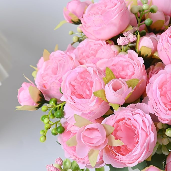MARTINE MALL 8 Packs Peonies Artificial Flowers, Light Pink Artificial Peonies, Silk Peonies Flowers Fake Peonies Artificial Flowers Peonies Bouquet for Centerpiece Table Wedding Party Home Decor