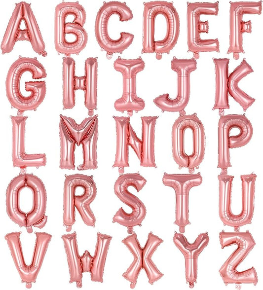 26 Pcs Rose Gold Letter Balloons,16 Inch Foil Alphabet Letter Balloons,Letter A-Z Balloon Banner Custom Phrase Balloon for Birthday Party Wedding Anniversary Decoration (Rosegold 26pcs)