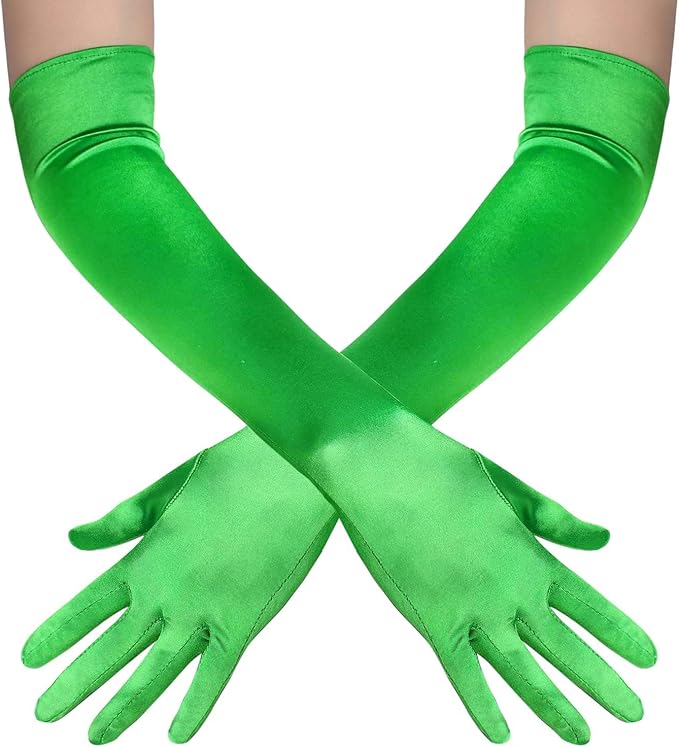 BABEYOND Long Opera Party 1920s Satin Tea Party Gloves Costume Stretchy Adult Size Elbow Length Bridal Gloves