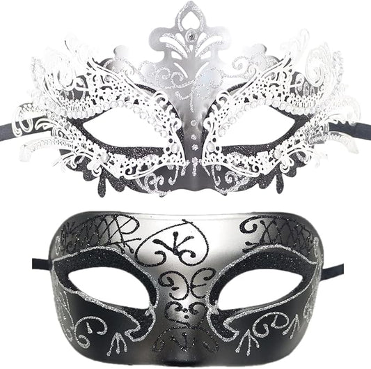 Coolwife Couples Masquerade Masks Metal Venetian Mardi Gras Party Evening Prom Costume Mask
