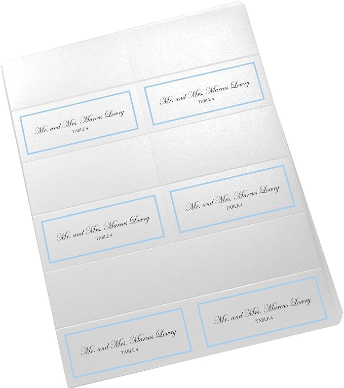 Single Line Border Printable Place Cards, Light Blue (Choose Color), Set of 60 (10 Sheets), Laser & Inkjet Printers - Wedding, Party, Dinner, and Special Events - Made in the USA