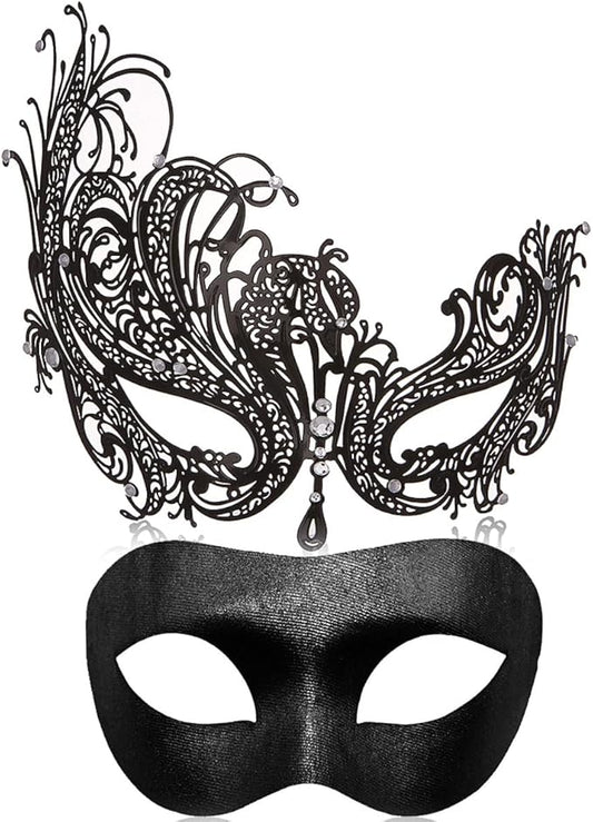 Couple Masquerade Mask for Women Men Laser Cut Metal Mask Venetian Mask for Party Ball