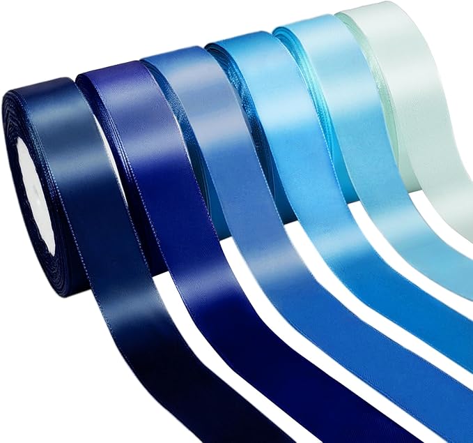 150 Yards Blue Satin Ribbon 1-1/2 Inch 6 Rolls Assortment Ribbons for Crafts Gift Wrapping Flower Bouquet Wedding Invitations Birthday Party Festival Decoration Hair Bows