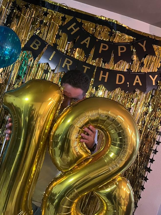 Smlpuame 40 inch Number Balloon 0-9 Gold Large Number 18 Balloons,Digital Balloons for Birthday Party Celebration Decorations Supplies, Helium Foil Number Balloons for Wedding Anniversary