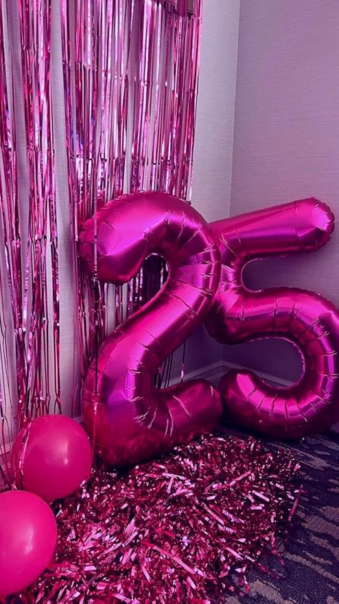 Large Rosy Purple 40 Inch Birthday Number 5 Balloon, Rosy Purple Five 5th 15 25 35 50 55 Birthday Anniversary Celebration Decorations, Foil Mylar Helium Numbers 5 Balloons Girl Boy Party Supplies