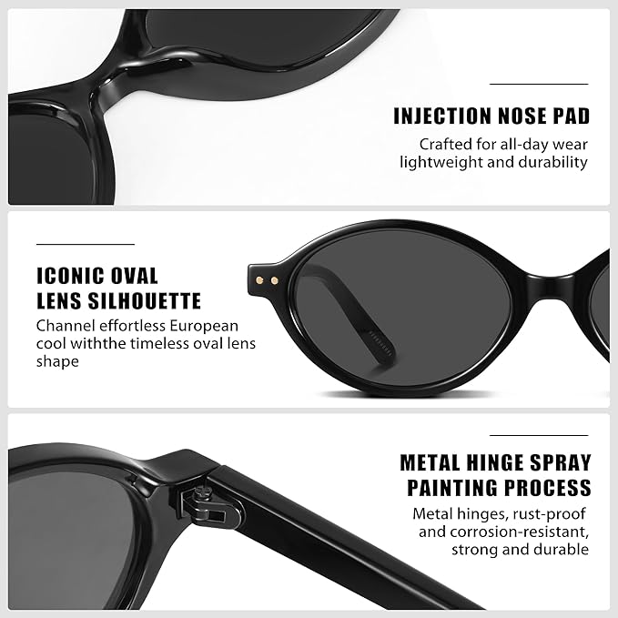 GRFISIA Retro Oval Sunglasses Womens Small Trendy Sun Glasses Sunnies UV400 Protection