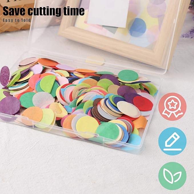 Koogel 1 Inch Round Tissue Paper, Multicolor Table Confetti Dots Circles 20 Colors for Any Kids DIY Arts Greeting Cards Collage Projects 1000 PCS