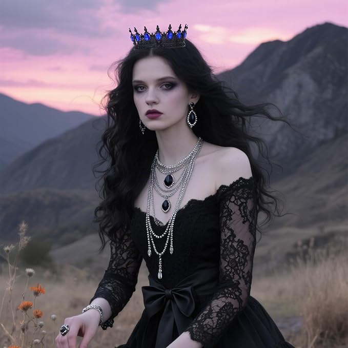 Black Crown for Women Crystal Tiara and Queen Crown for Girl Wedding Headband for Bride Hair Accessories for Costume Birthday Party Cake Decoration Prom