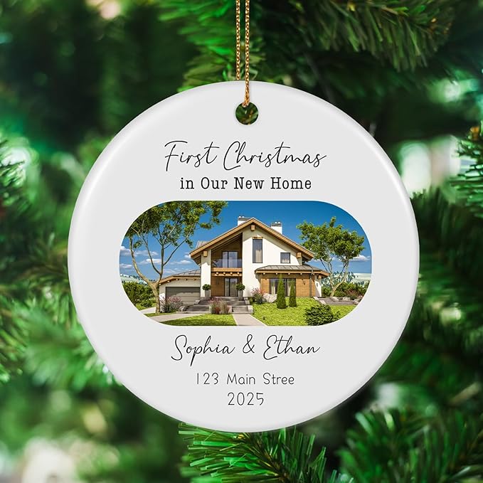 Personalized First Christmas in Our New Home Ornament 2025, Housewarming Gifts New House Photo Christmas Ornaments Christmas Tree Decoration, House Warming Gifts for Couples Owners Men Women