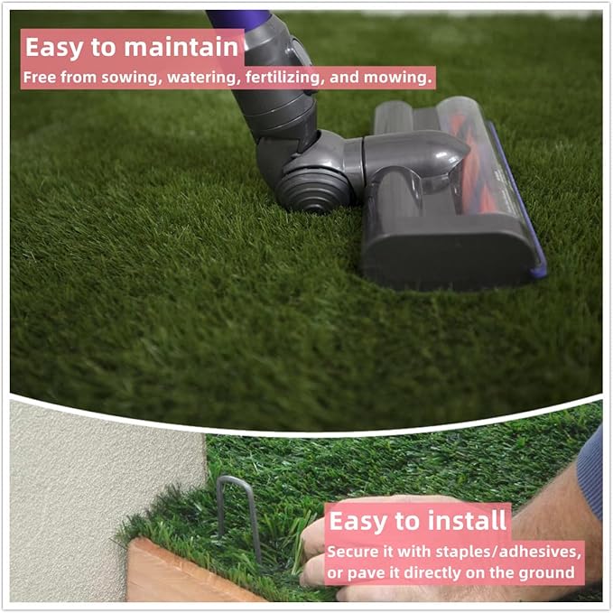 Artificial Grass Rug 13 ft x 50 ft, Synthetic Fake Grass Turf Mat for Indoor Outdoor Garden Home Decor, 0.8" Pile Height
