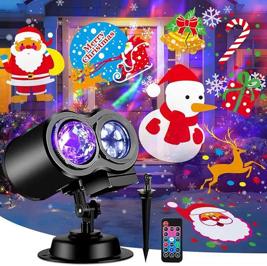 2025 Upgraded Brighter Christmas Decorations Projector Lights, FLITI 19 HD Slide Christmas Projector (Ocean Wave & Patterns), 11 Theme Holiday Projector with Remote for Halloween House Decor