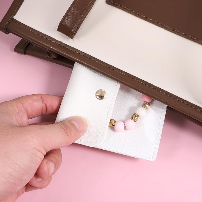 6 Pcs 3.7'' Mini Travel Clear Jewelry Bags Luxury Small Gift Jewelry Pouches Snap Button Envelope Style Packaging for Women