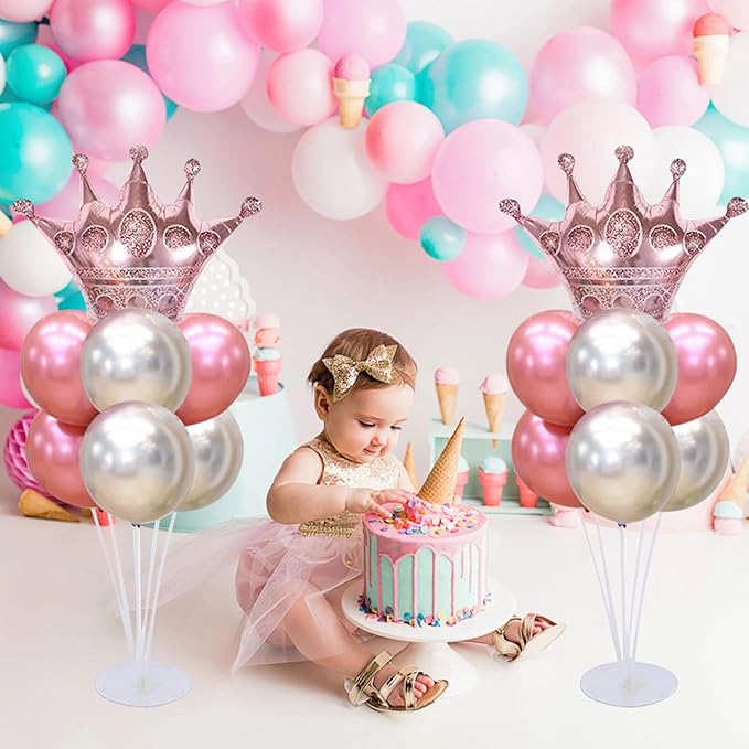 Balloon Stand Kit For Table - 8 Sets Balloon Sticks with Base For Birthday Graduation Party Decorations