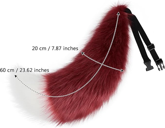 Adolala Faux Fur Wolf Fox Tail with Adjustable Elastic Belt Halloween Cosplay Costume Accessory