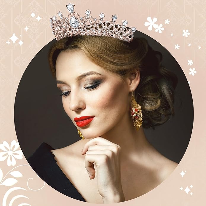 12 Pcs Crystal Tiara and Princess Crown with Comb Crown Rhinestone Women Girls Tiara Headpiece Queen Hair Accessories for Birthday Party Wedding Prom Halloween Cosplay Costume