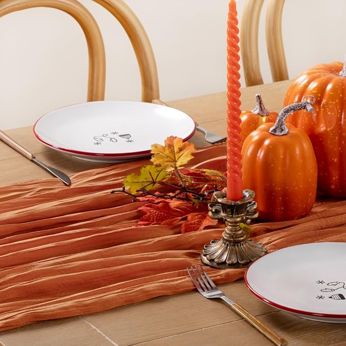 Fall Table Runner Terracotta Cheesecloth Table Runner 10 Pack 10FT Farmhouse Table Runners 120 Inches Table Decor Thanksgiving Dining Room Centerpiece Wedding Boho Baby Shower Birthday
