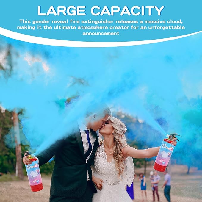 Gender Reveal Fire Extinguisher, 2 Pack Boy Gender Reveal Ideas Party Decor, Biodegragable Gender Reveal Party Supllies (Extra Large)