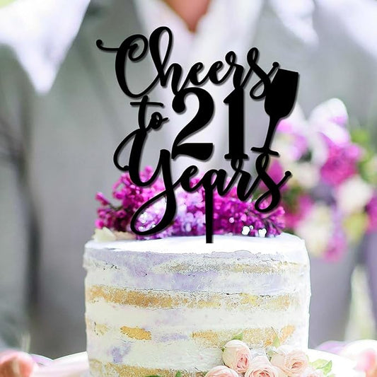 21th Happy Birthday Cake Topper Happy Birthday Cake Decoration Personalized Birthday Party Decoration Gift Party Supplies Custom Birthday Gifts for Men Women, Made in USA, 30 Colours, Glitter Letters