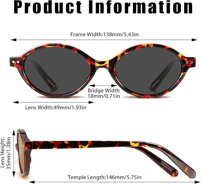 GRFISIA Retro Oval Sunglasses Womens Small Trendy Sun Glasses Sunnies UV400 Protection