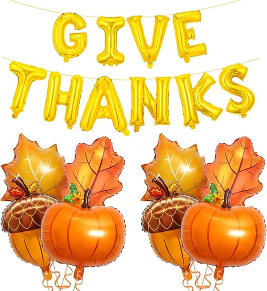 Fall Thanksgiving Balloons Banner Large Premium Foil Pumpkin Maple Leaf Pinecone for Autumn Thanksgiving Party Baby Shower Birthday Backdrop