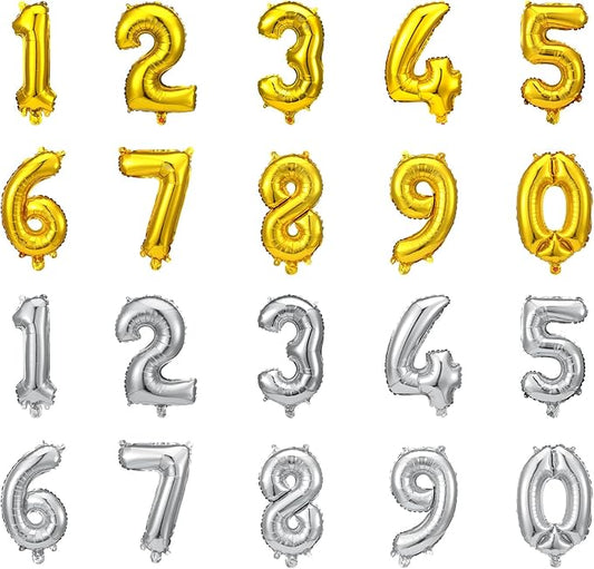 20 Pcs Number Balloons 16 Inch Gold 0-9 Number Foil Balloons Gold Custom Digital Balloon for Birthday Party Engagement Graduations Anniversary Baby Shower Decorations Party Supplies