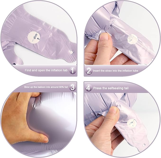 40 Inch Lilac Large Number 4 Balloons, Giant Foil Number Four 14 24 34 40 44 Balloons, Lavender Mylar Big Balloon for Anniversary Graduation Decorations