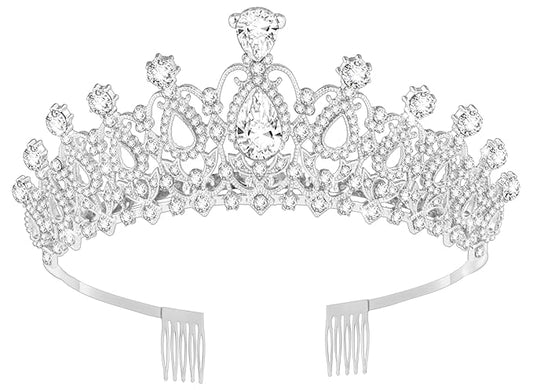Tiara Crown for Women, Queen Tiara for Birthday Prom Bridal Party Custome Silver