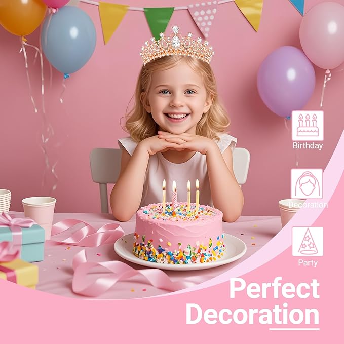 Tiara Crown for Women, Headband Hair Accessories for Birthday Wedding Party Costume Rose