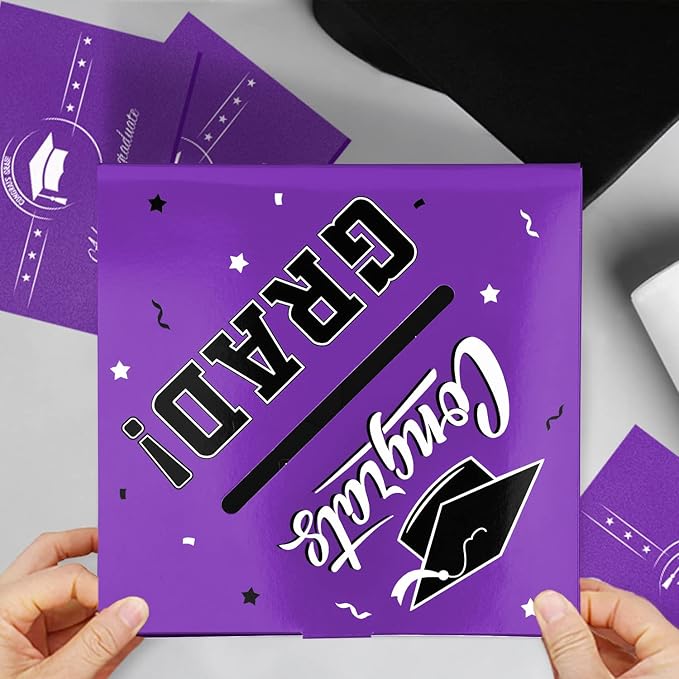 Gatherfun Graduation Party Decorations Graduation Box Graduation Card Box for Graduation Gift Graduation Party Favors Decor Party Supplies Purple