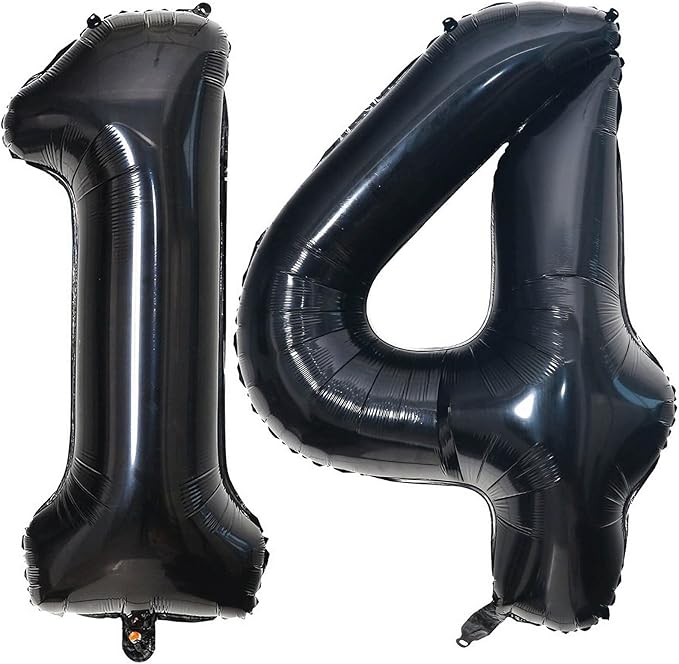 40 Inch Black 14 Number Balloons Giant 14 Balloons Black Birthday Balloons 14th Birthday Anniversary Events Party Decorations Supplies