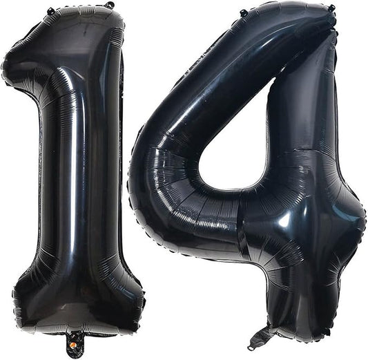 40 Inch Black 14 Number Balloons Giant 14 Balloons Black Birthday Balloons 14th Birthday Anniversary Events Party Decorations Supplies