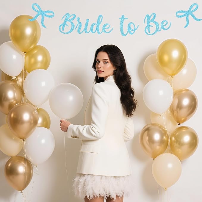 Bride to Be Banner, Light Blue Bride to Be with Bow Glitter Bachelorette Bridal Party Banner BRIDE TO BE Sign for Blue Bachelorette Bridal Shower Wedding Engagement Hen Party Decorations