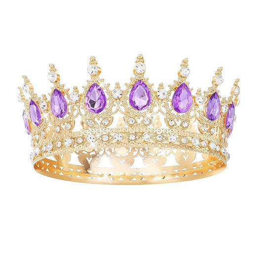 Purple Crown for Women Crystal Tiara and Queen Crown for Girl Wedding Headband for Bride Hair Accessories for Costume Birthday Party Cake Decoration Prom