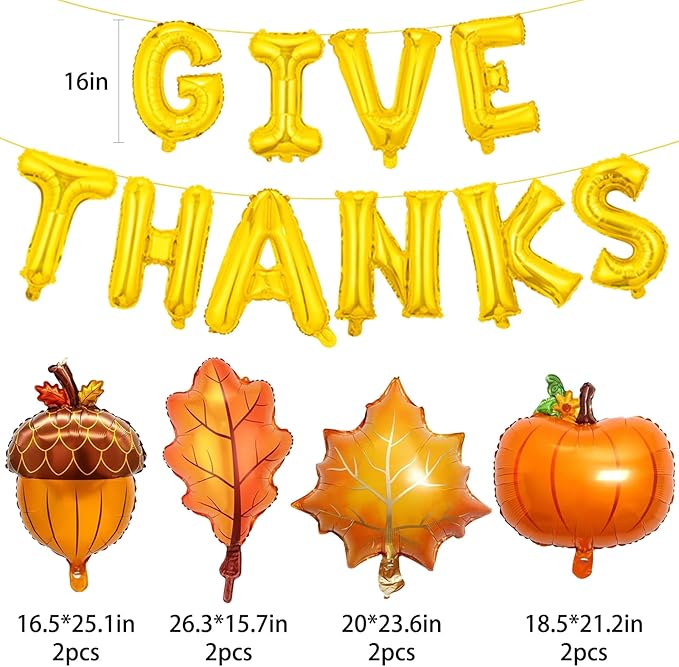 Fall Thanksgiving Balloons Banner Large Premium Foil Pumpkin Maple Leaf Pinecone for Autumn Thanksgiving Party Baby Shower Birthday Backdrop